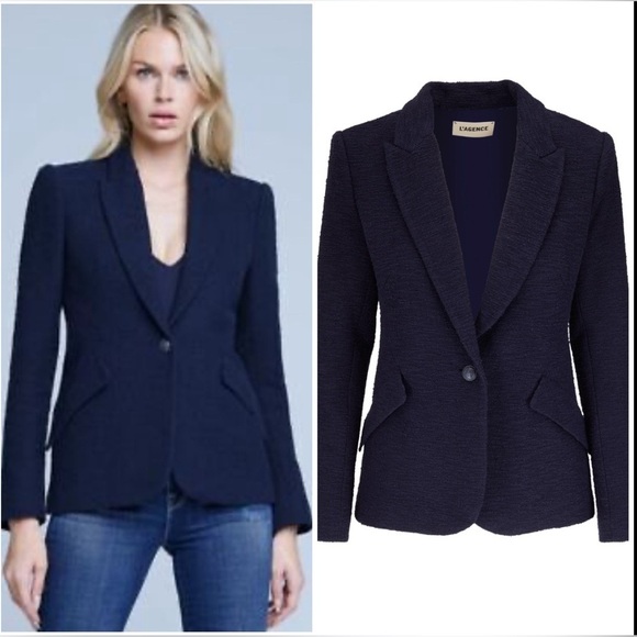L’Agence Chamberlain blazer in midnight blue tweed - Picture 6 of 9